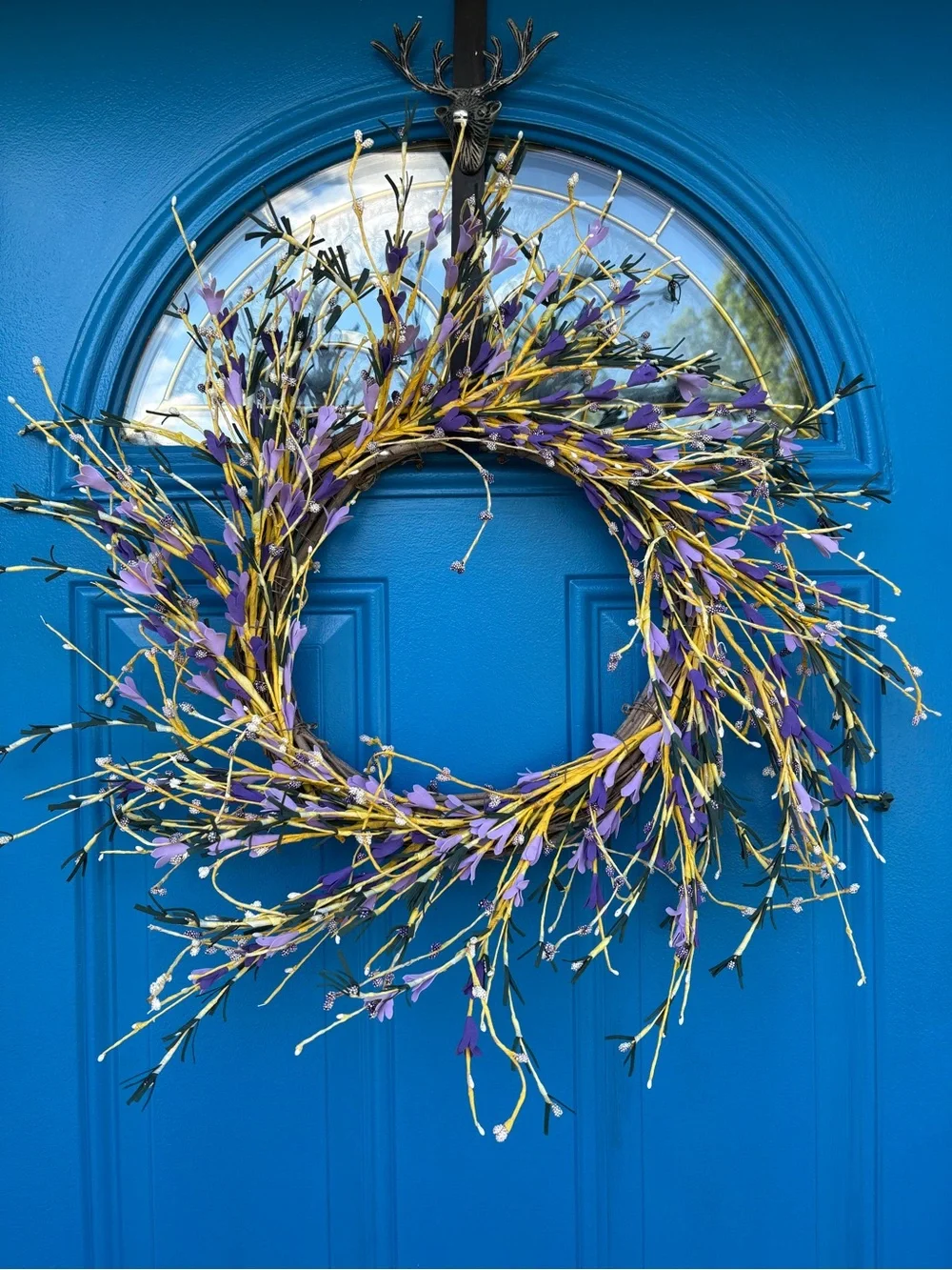 Lavender Spring Farmhouse Twig Wreath Front Door Decor